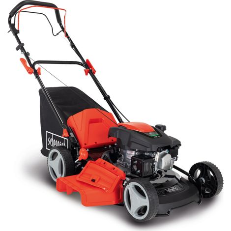 Scheppach Tondeuse à gazon thermique MS161-46 – Moteur à essence 4 temps 150 cm3 – Largeur de coupe 46 cm – Bac de 55 L – Fonction mulching – Ejection latérale