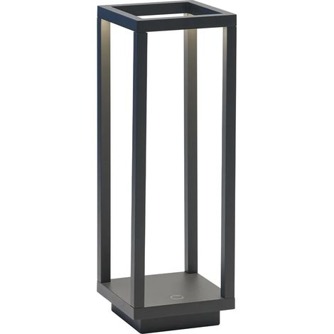 Lanterna Home da tavolo Grigio Scuro a Led da 2,2w a batteria IP54 Zafferano 3000K 12h massima potenza in alluminio (1/3)