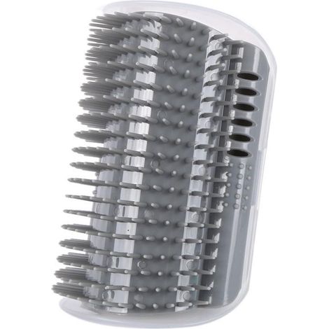 Brosse toilettage premium pour chat brosse auto nettoyage à fixer mur pilier pied table brosse poils chat couleur gris (1/3)