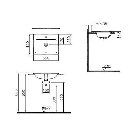 VitrA S20 Einbauwaschtisch 55 x 45 cm