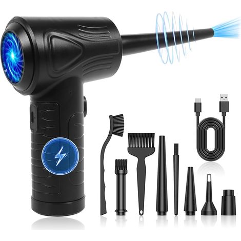 Soffiatore ad aria compressa elettrico ricaricabile a 3 velocità con luce LED (1/5)