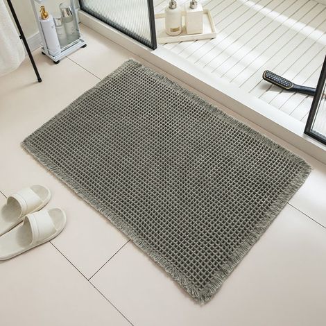 Tapis de Bain 18x30 Pouces Tapis de Salle Bain gaufré Super Absorbant antidérapant Lavable en Machine Sol Ultra Doux Vert (1/4)