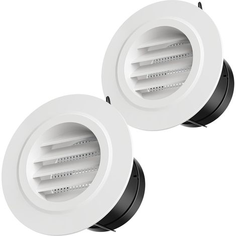 Confezione da 2 griglie di ventilazione rotonde in plastica da 100 mm con griglia a zanzariera per prese d'aria e uscite da parete e soffitto interne ed esterne (1/5)