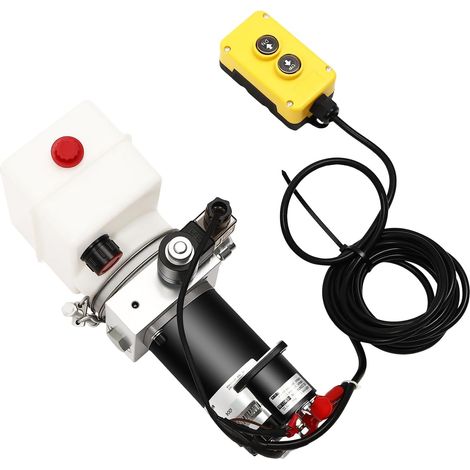 HAUTOUR Pompe Hydraulique 12V, Groupe Hydraulique 800W Simple Effet, Unité Puissance Électrique avec Télécommande 4,5m pour Remorque Benne Basculante, Moteur Cuivre 2850tr/min, 18Mpa, 1.5L (1/5)