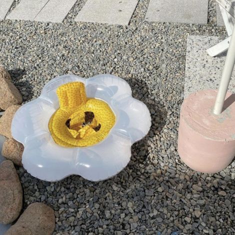 Aufblasbarer, solarbetriebener Kinderpool-Schwimmring mit Blumenmuster, kippsicherer Sitz für Schwimmbecken, 1 Stück, in einer Tasche. (1/5)