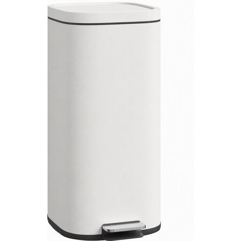 HOMCOM 30L Kitchen Bin, Pedal Bin with Lid, Removable Inner Bucket, Cream (1/5)
