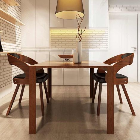 vidaXL Sillas de comedor 2 unidades cuero sintético marrón (1/5)