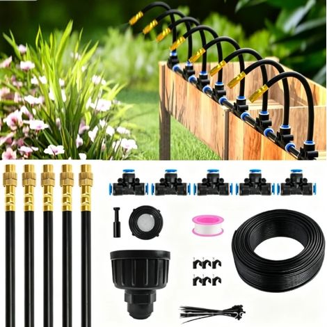 Kit irrigation goutte à goutte 60m raccord rapide, système arrosage automatique jardin serre pelouse plantes, connexion push-to-connect sécurisée (1/5)