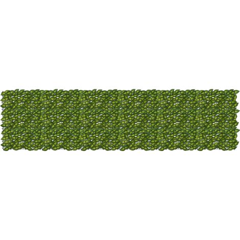 Pantalla de balcón con hojas Verde y amarillo 300 x 75 cm