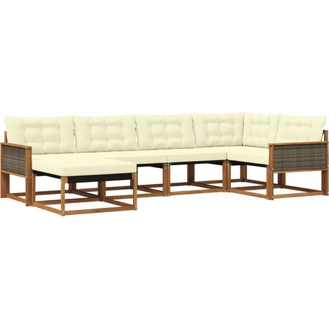 Outdoor Sofa Set with Cushion 6 pcs Natural and Cream vidaXL