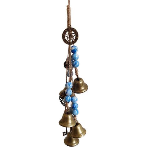 Poignée de porte avec clochette de protection, pendentif carillon éolien en rotin, carillon éolien en cristal de bénédiction, décoration pour la maison et la chambre H (1/4)