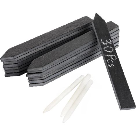 Lot de 30 étiquettes en ardoise pour plantes, rectangulaires, pour plantes, jardin, maison, bricolage, cadeaux (avec craie) (1/5)
