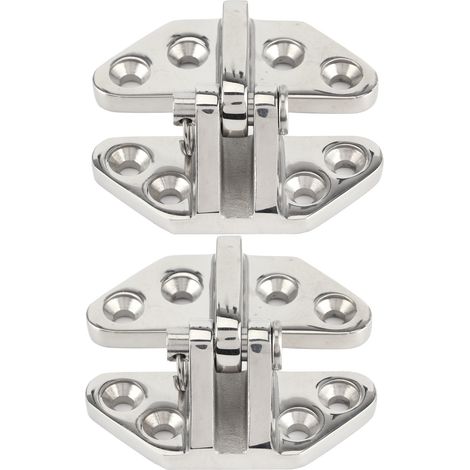 Charnière de trappe marine 316L inox poli miroir, axe amovible, 2 pièces, quincaillerie bateau (1/5)