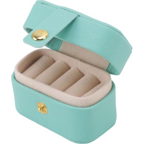 Mini boîte de rangement pour bagues en cuir PU, petit coffret à bijoux, organisateur de bijoux, petit étui de voyage pour boucles d'oreilles, bleu (1/5)