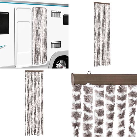 Fliegenvorhang Taupe und Weiß 56x200 cm Chenille - Fliegenvorhang - Insektenschutz - Türvorhang - Chenille - Polypropylen - Home & Living