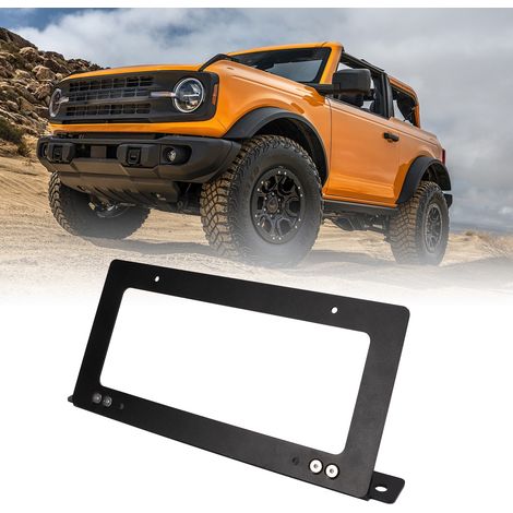 Cadre de plaque d'immatriculation avant en aluminium noir pour Ford Bronco 2021-2022 (livré avec emballage à bulles interne) (1/5)
