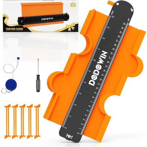 Jauge de Contour Verrouillable 25 cm, Copieur Profil Forme Parquet Copieur de Forme pour Mesurer les Contours, Tracer les Découpes, Parquet, Carrelage, Bricolage (1/5)