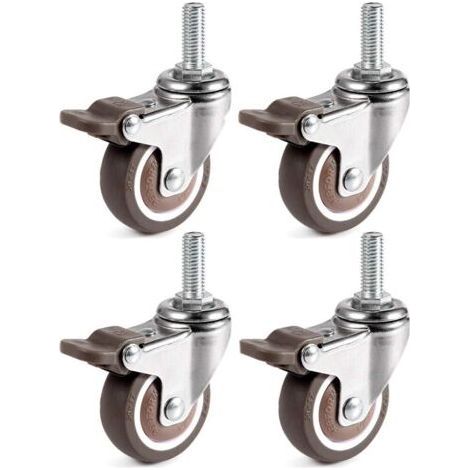 4 Pieces Swivel Casters, 25mm M6 x 15mm Pole Furniture Casters for Trolleys- (1/4)
