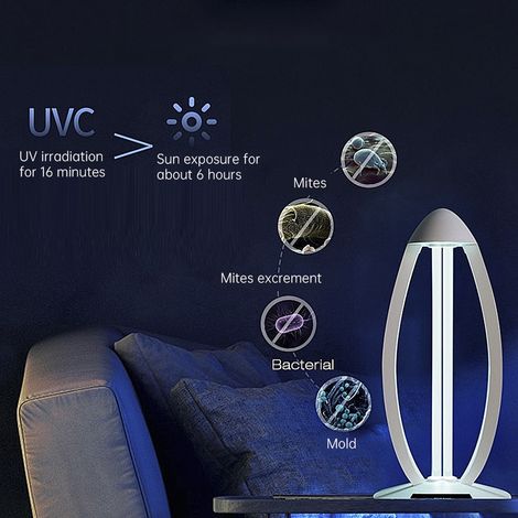 Lampe de table à double tube ultraviolet avec télécommande et minuterie, pour usage domestique et hospitalier, prise UE 220 V (1/5)