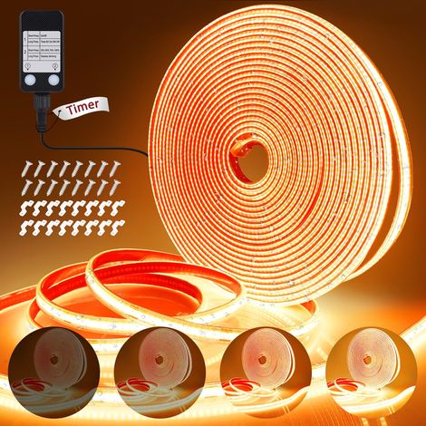 Bande LED COB pour extérieur, étanche IP67, à intensité variable, bande lumineuse LED autocollante, pour jardin, balcon, cuisine, intérieur, salon (10 m, 3200 LED, blanc chaud) (1/5)