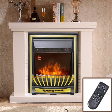 Lincsfire Wickenby 2KW Time/Temperature Display Remote Control Inset Modern Electric Fireplace Stove