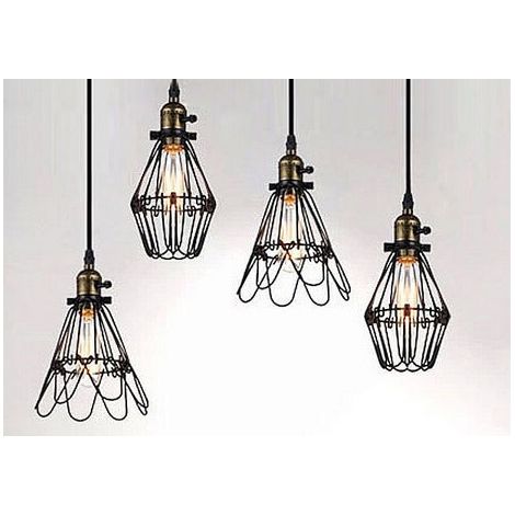Gabbia d'epoca luce di soffitto E27 25 cm oro tessuto cavo
