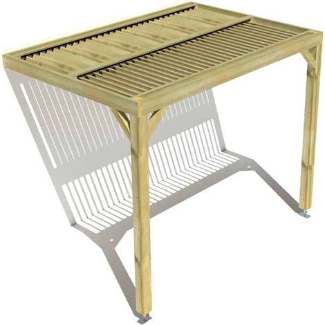 Pergola bois • 3m x 2m • adossée • sens largeur • lames orientables bioclimatiques incluses • livraison comprise (1/3)