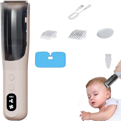 Tondeuse silencieuse et étanche - Fonction aspirateur rechargeable - Sans fil et silencieuse - Convient aux enfants et aux adultes - Rose (1/5)