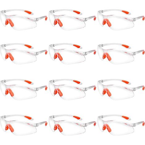 CSPARKV 12 pcs Safety Glasses Over-the-Glasses Clear Protective Goggles with Plastic Lenses Nose Bridge and Rubber Temple Tips for Personal Protective Equipment PC Glasses (1/5)
