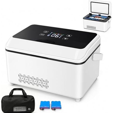 Insulin Refrigerator, Portable Medical Cooler, Insulated Bottle Insulin Pen Travel Temperature Display with Portable Charger, Electric Cooler Box Transportation Medicine (1/5)