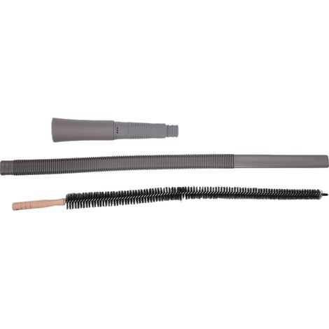 Kit de nettoyage pour conduit de sécheuse comprenant une brosse anti-peluches, un tuyau flexible et un accessoire pour machine à sécher domestique (gris).