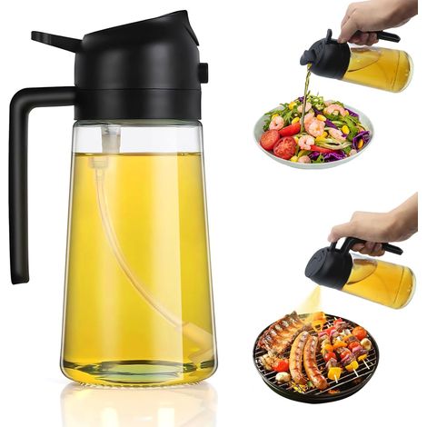 Spray Huile Cuisine 470ml – Vaporisateur Huile Air Fryer 2-en-1 Spray Huile d'olive pour Cuisson, Salades, Vinaigre et Accessoire Cuisine (1/5)