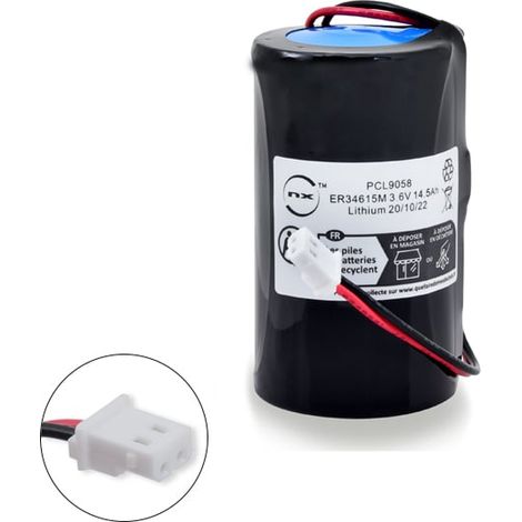 NX – Pile lithium ER34615M D 3.6V 14.5Ah – Technologie lithium-chlorure de thionyle – Pour applications professionnelles – Dimensions 61,5mm x 34,2mm