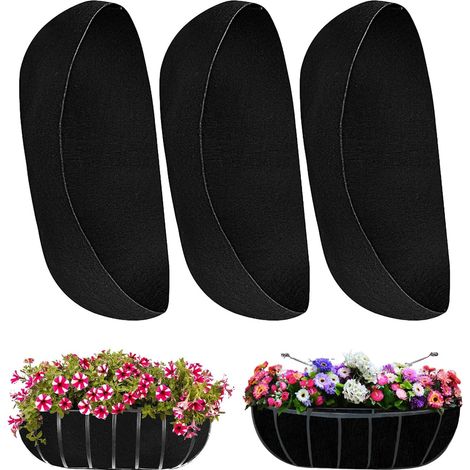 Lot de 3 doublures en feutre naturel - Panier suspendu pour jardinières suspendues - Remplacement de la baignoire murale - Doublure en feutre pour fleurs - Vine Pot de légumes de jardin - Inserts pour (1/5)