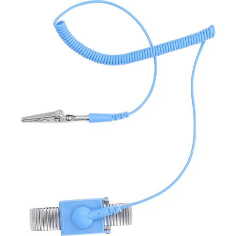 Bracelet antistatique ESD avec mise à la terre, fil métallique de 1,8 m de long, pour atelier, couleur métal. (1/5)