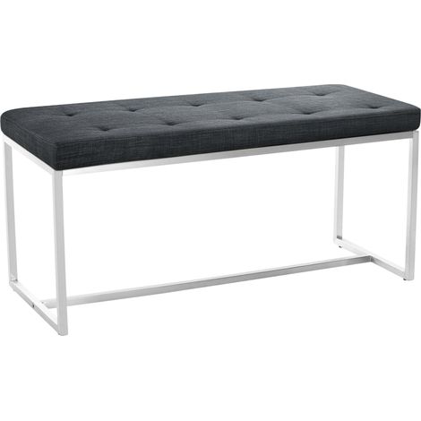 Panca panca in tessuto grigio scuro seduta imbottita e acciaio inox 100 cm 100005505