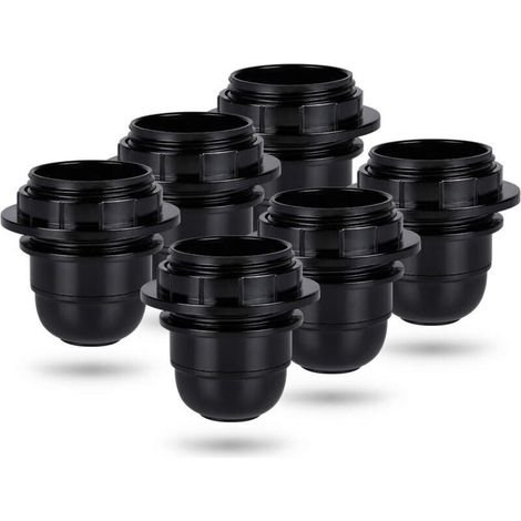 Schwarze E27-Glühbirnenfassung – 6er-Pack Kunststofffassungen – 60 W – M10x1-Gewinde für verschiedene Leuchten