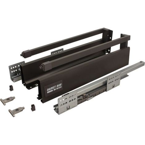 Tiroir BOX2 - Rail Carré - 450 mm - Anthracite - Charge Max 40 Kg - Extension Complète - Fermeture En Douceur (1/5)