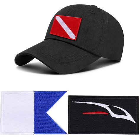 Patch Brodé Drapeau de Plongée - Lot de 3 - Accessoire pour Sac à Dos ou Casquette (1/5)