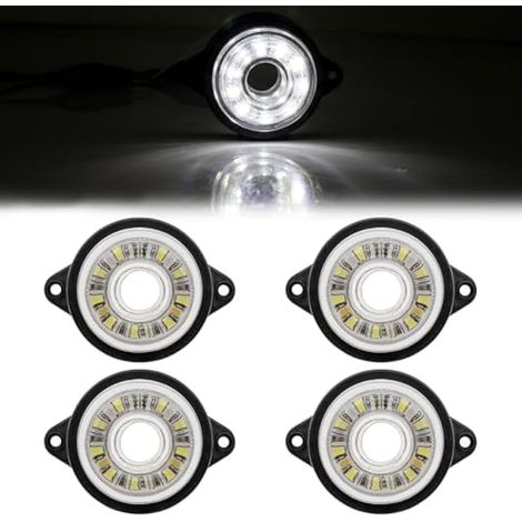 4PCS Rond Feux Gabarit Remorque,Feux de Gabarit LED 12V 24V Camion Feux de Position Latéraux Étanche LED Feux de Côté(Blanc) (1/5)
