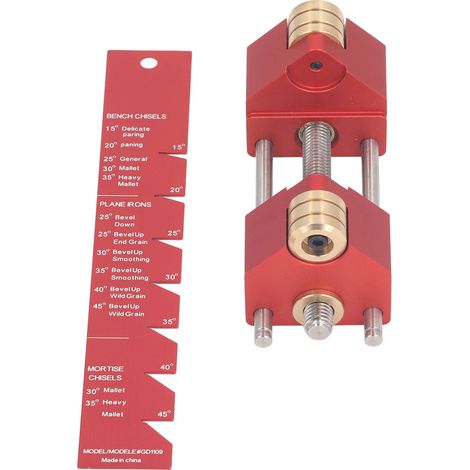 Guide d'aiguisage en alliage d'aluminium avec jauge d'angle pour ciseaux à bois et rabots (1/5)