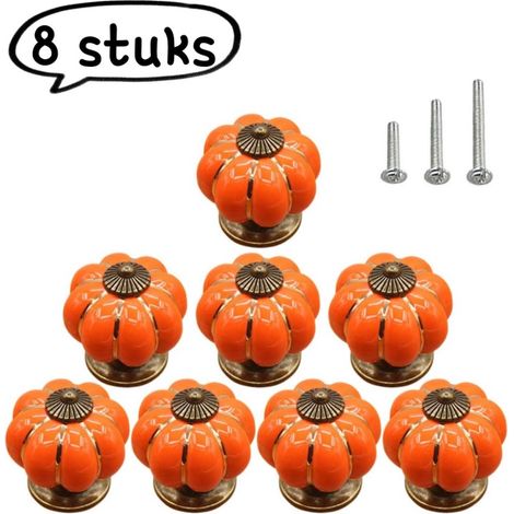 poignée en céramique en forme de citrouille poignée de tiroir et de porte de placard conviennent pour les cuisines les chambres d'enfants les armoires et les dressings vis standard 22 mm incluses oran (1/5)