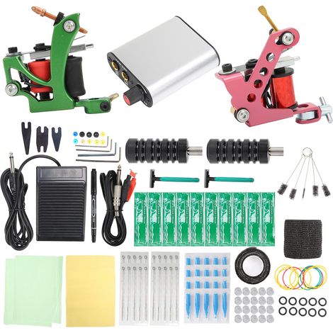 Kit Complet Tatouage Professionnel incluant Machine, Alimentation et Accessoires, Compatible Prise EU 90‑265V