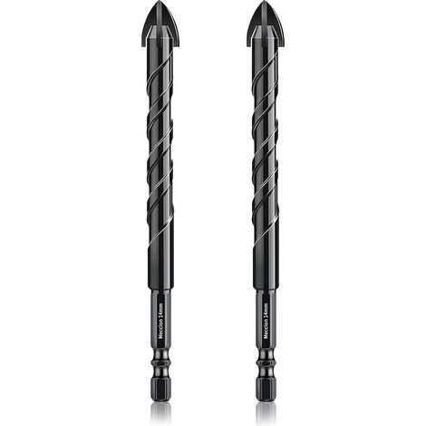 Forets pour Carrelage 14mm 2Pcs Forets en Croix Carbure de Tungstène pour Carrelage, Brique, Verre, Porcelaine, Plastique, Bois, Ciment, Métal Doux (1/5)