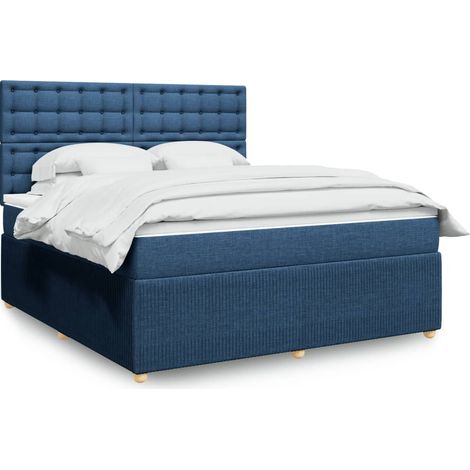 Cama box spring con colchón tela azul 180x200 cm vidaXL (1/5)