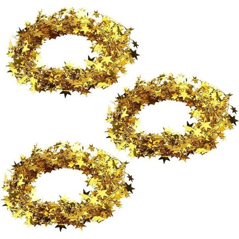 Guirlande Étoiles Doré Étoiles Drapeaux étoiles et guirlandes décoration Suspendue pour Mariage Anniversaire fête du Festival de Noël Guirlande de fanions étoiles réfléchissantes 7.5 m (1/2)