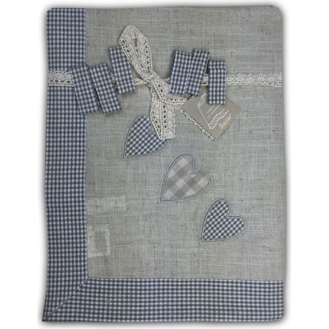 TOVAGLIA COPRITAVOLO TIROLESE MAGGIE CUORE BEIGE CON PORTATOVAGLIOLI Cm. 150x250 x12 persone