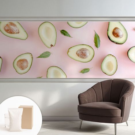 Papier peint intissé décoratif avec colle pour salon chambre et bureau Installation rapide Composition d'avocats 250x104 cm (1/5)