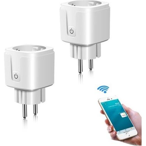 Lot de 2 prises connectées Wi-Fi compatibles Google Home et Amazon Alexa, avec minuterie et suivi de consommation via application (1/2)