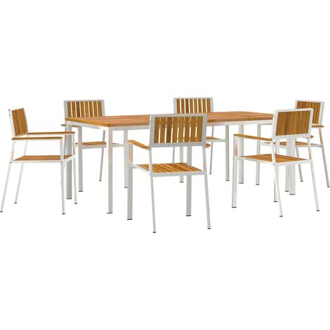 Maison Exclusive - Set da pranzo per esterni 7 pcs Legno di Acacia Massello